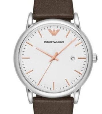 Emporio Armani Herren White Dial Brown Leather Strap Watch For Men - AR11103